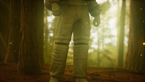 Einsamer-Astronaut-Im-Dunklen-Wald
